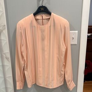 Burberry Silk Vintage Pleated Long Sleeve Blouse size 6